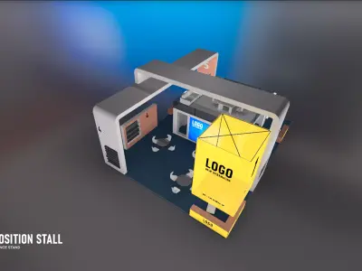 Exposition stall - conference stand Low-poly 3D model