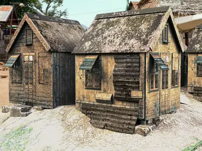 Lowpoly village House Game Asset Design Low-poly 3D model