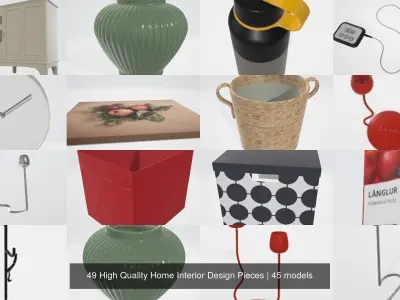 49 High Quality Home Interior Design Pieces 3D Model Pack