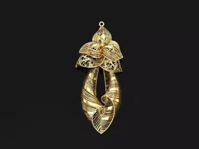 AR-TRKPZ-0002 gold leaf pendant 3D print model