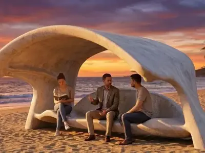Modern Organic Bus Stop - Minimalist Street Shelter Low-poly 3D model
