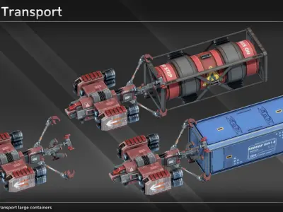 Spaceship CH12 Cargo Hauler Low-poly 3D model