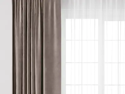 Curtain with metal curtain rod  metal blind 12 Low-poly 3D model