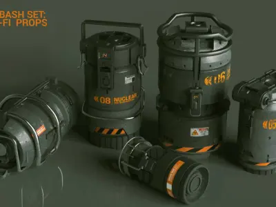 3D KITBASH set 45 sci-fi props Low-poly 3D model