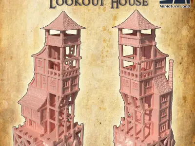 Seaside Lookout House Tabletop Terrain 28 MM 3D print model