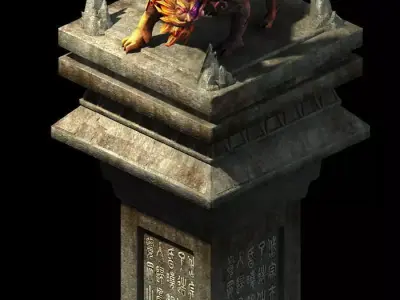 Game model - refining fire temple statue 3D model