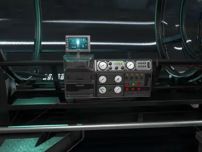 Sci-fi Lab Incubator Low-poly 3D model