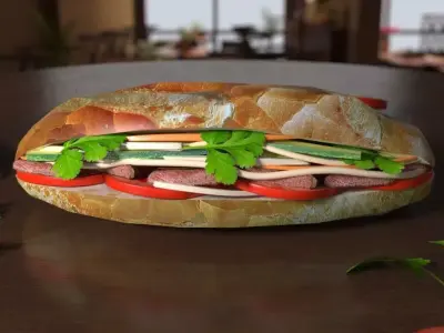 Vietnamese Banh Mi 3D Model 3D model