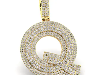 Alphabet Latter Q Diamond Pendent 3D print model