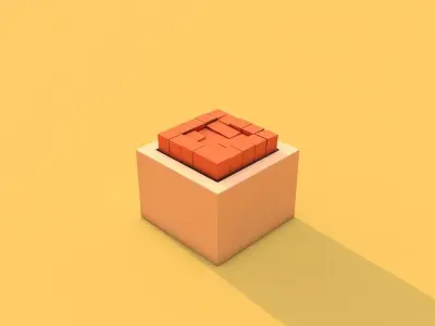 Falling Cubes With Animation Low-poly 3D model
