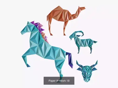 Paper artwork collection 3 3D Model Pack