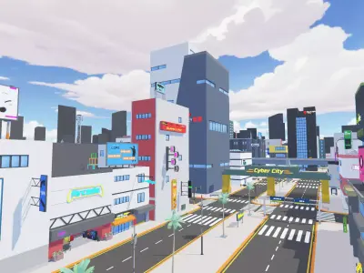 LowPoly Cyberpunk City Low-poly 3D model