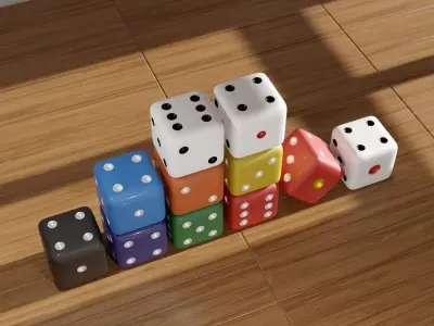 Game dices on the wooden floor 3D print model