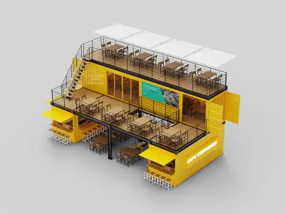 Shipping Container Cafe and Restaurant 3D model