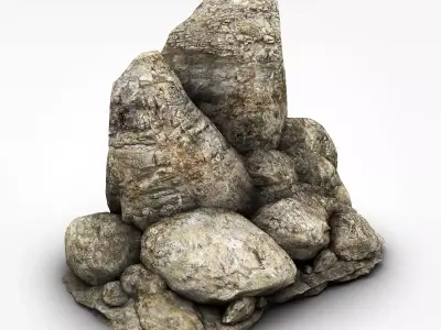 Detailed rock formation Low-poly 3D model