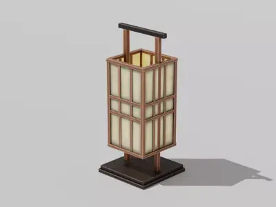 Japanese Furniture Kit - Lamp with handle  Low-poly 3D model