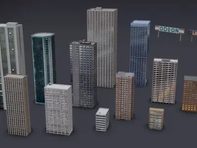 City Pack Low-Poly Building Collection Low-poly 3D model
