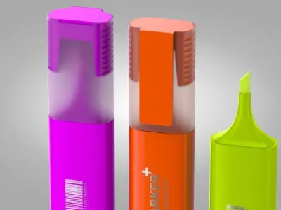 Highlighter Markers Free low-poly 3D model