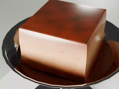 Modern Cube Pudding and Designer Dessert Stand 3D Model Set Free low-poly 3D model