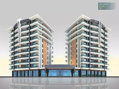 Architectural 3d Model with Render Scene Low-poly 3D model
