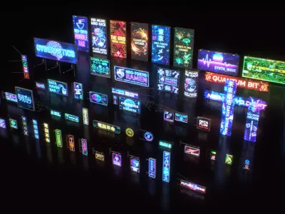 Cyberpunk Billboards Signs V1 Low-poly 3D model