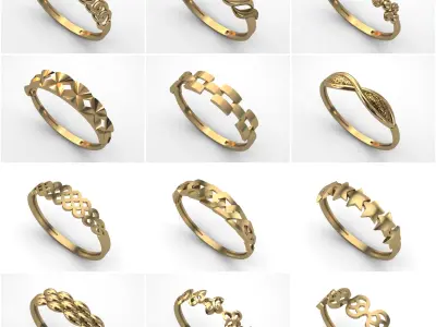 730  STL 3DM MODELS Plain Womens Rings format Models MEGA PACK