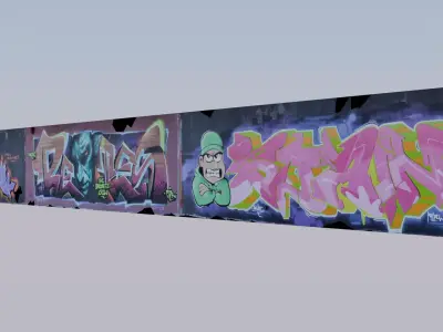 Big graffiti wall V 3D model