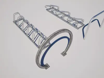 Bicycle Stand Prop Pack Low-poly 3D model