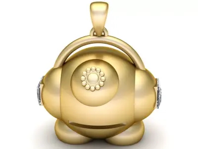 Cute Robot Pendant 3D Printable Gold Jewelry 3D print model