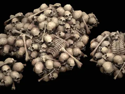 Pile of Bones and Skulls Set Low-poly 3D model