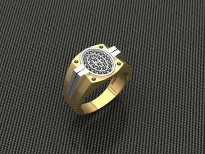 Rings gold and silver ring with diamonds 3D print model