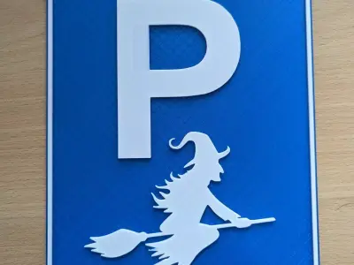 Witch Broom Parking Sign 3D print model