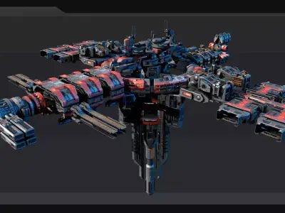 MODULAR Space Station - MS2  Low-poly 3D model