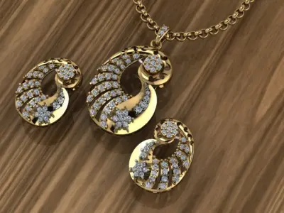 Beautiful diamond pendant with Tops Locket set 3D print model