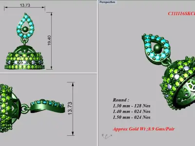 Pendants Collection indian jhumka 3D print model