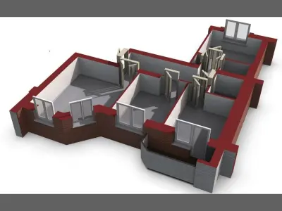 3D Floor Plan Section of apartment 3D model