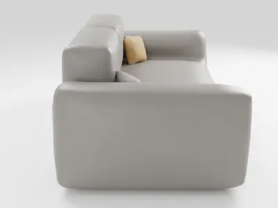 Soft leather sofa for relaxing in light colors 3D model