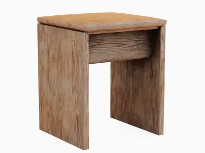 Wooden Stool A 03 Low-poly 3D model