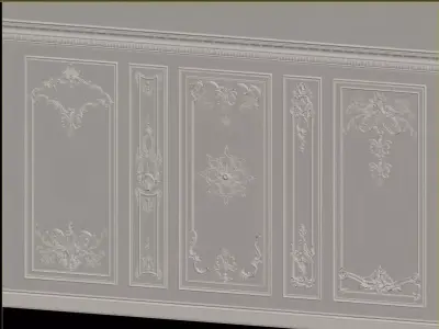 French carved wainscoting 3D model