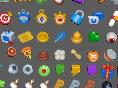 Cartoon Game Widget Low-poly 3D model