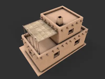 Old Egypt Desert Clay House Collection Low-poly 3D model