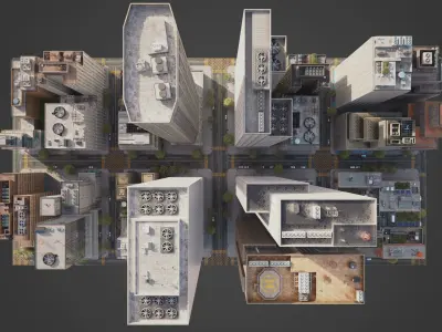 Realistic City District H9-A14 MAYA Low-poly 3D model purchase