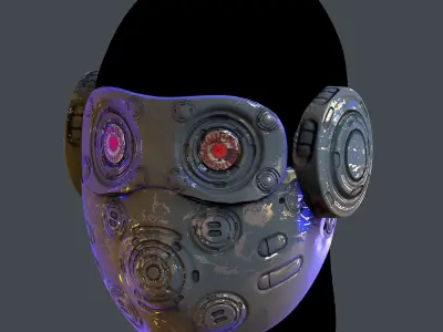 Gas mask helmet scifi Low-poly character art game space  Low-poly 3D model 9