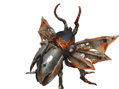 Steampunk Mechanical Beetle Robot Creature Low-poly 3D model