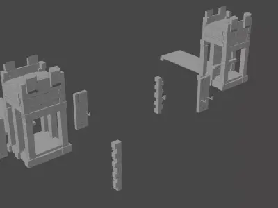 Gates set of towers 3D model