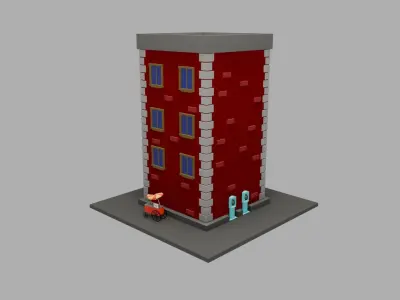 Low Poly Urban Building 1 Low-poly 3D model