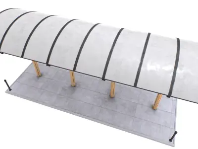 Shelter bus stop Low-poly 3D model