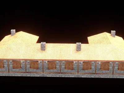 medieval house low poly village town residential game ready 47 Low-poly 3D model