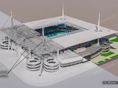Hard Rock Stadium Miami-Florida USA Low-poly 3D model