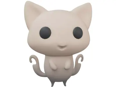 Double Tail Cat Ghost Character v1 003 Low-poly 3D model